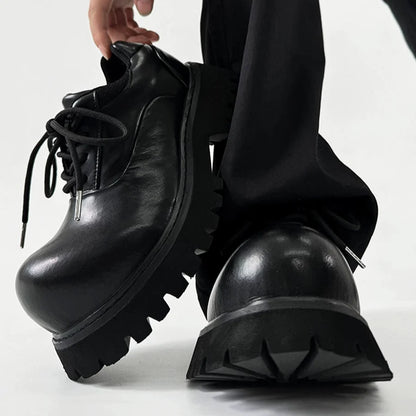 Large Toe Derby Design Leather Shoes