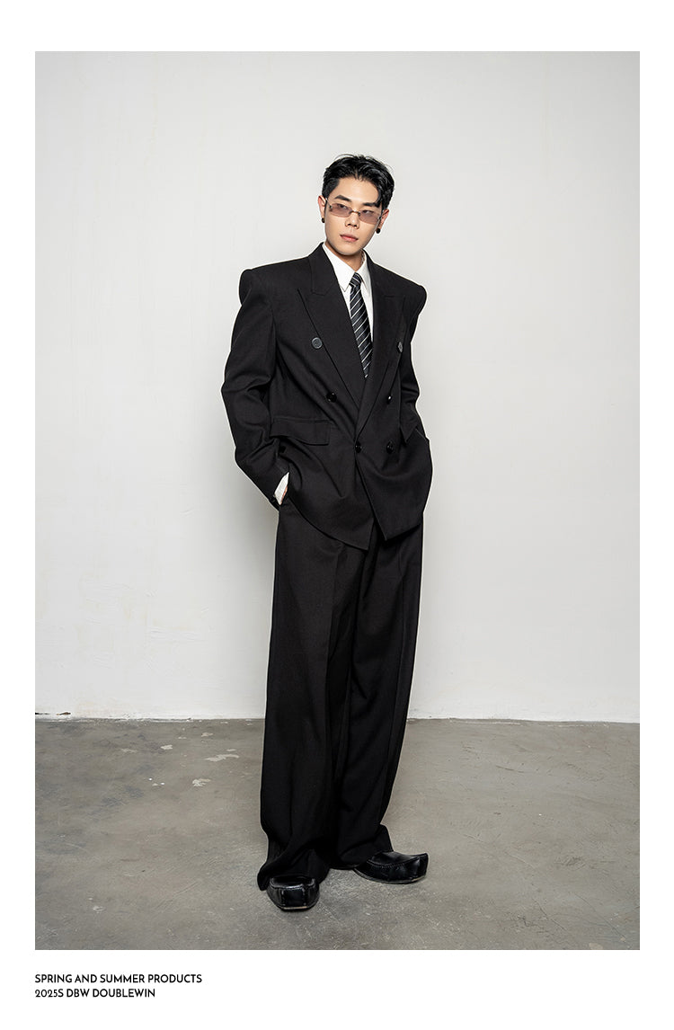 High-Quality Wool Blend Black Suit