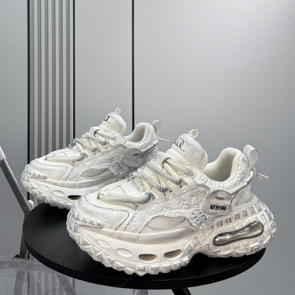 Embroidery Rope Lace Chunky Sole Sneakers