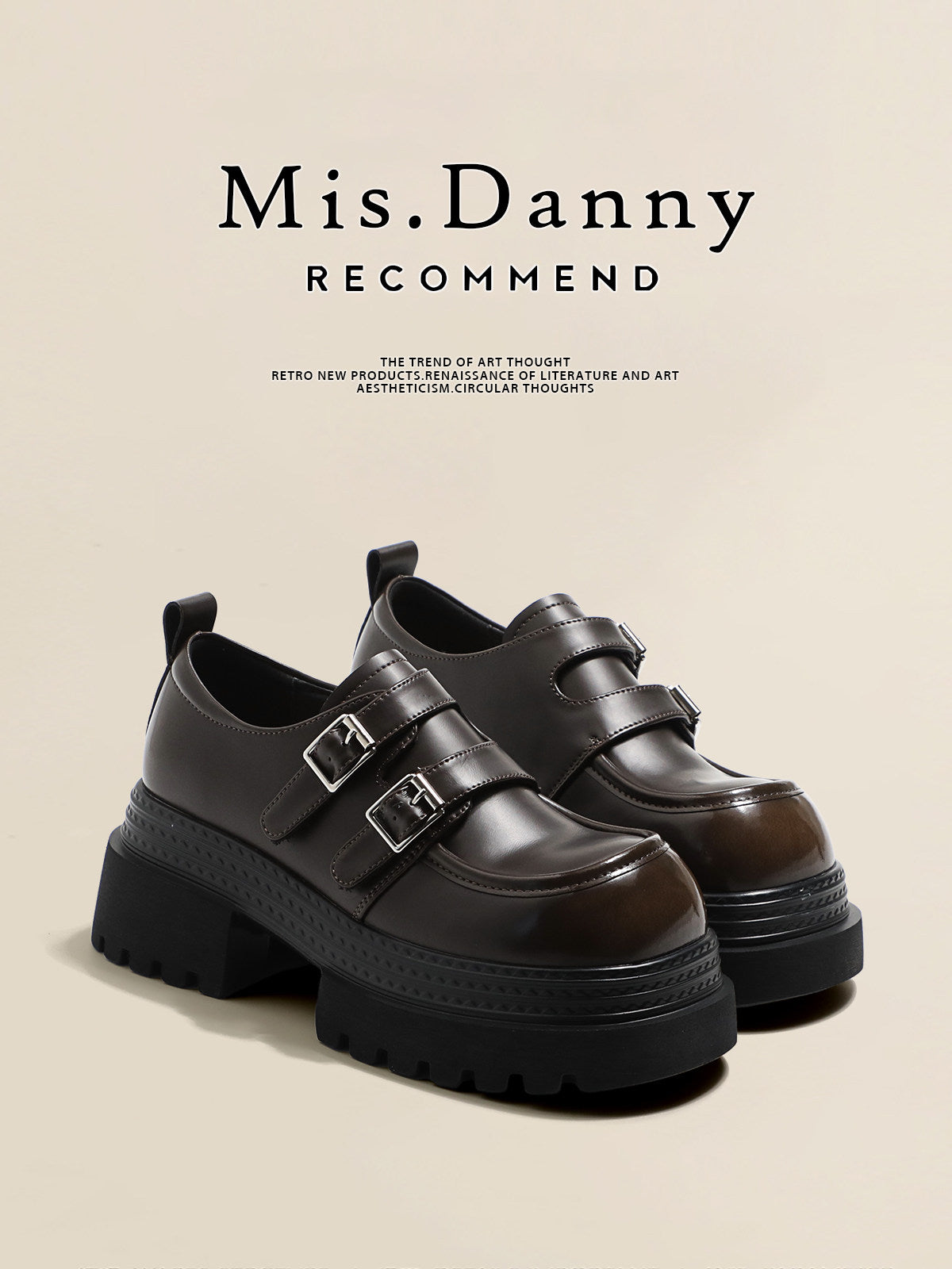 Double Metal Buckle Thick Sole Platform Loafers