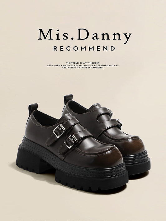 Double Metal Buckle Thick Sole Platform Loafers