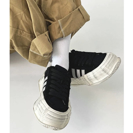 Washed Trainer-Inspired Canvas Sneakers