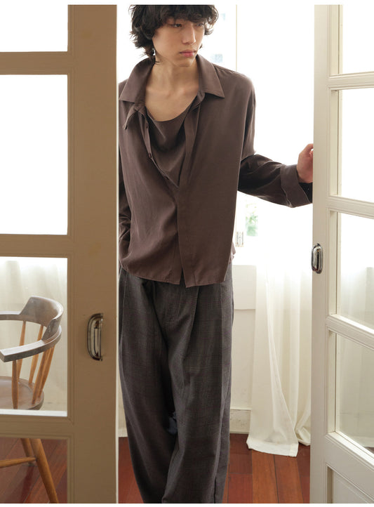 Draped Swing-Collar Shirt