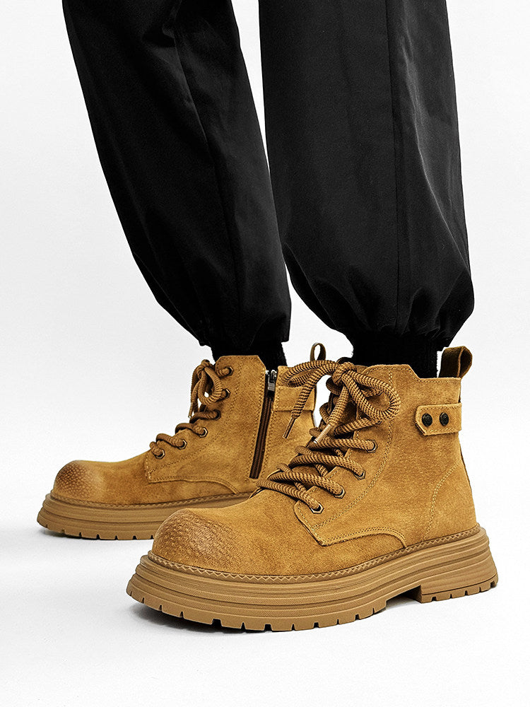 Chunky Lug Sole Platform Lace-Up Zipper Boots