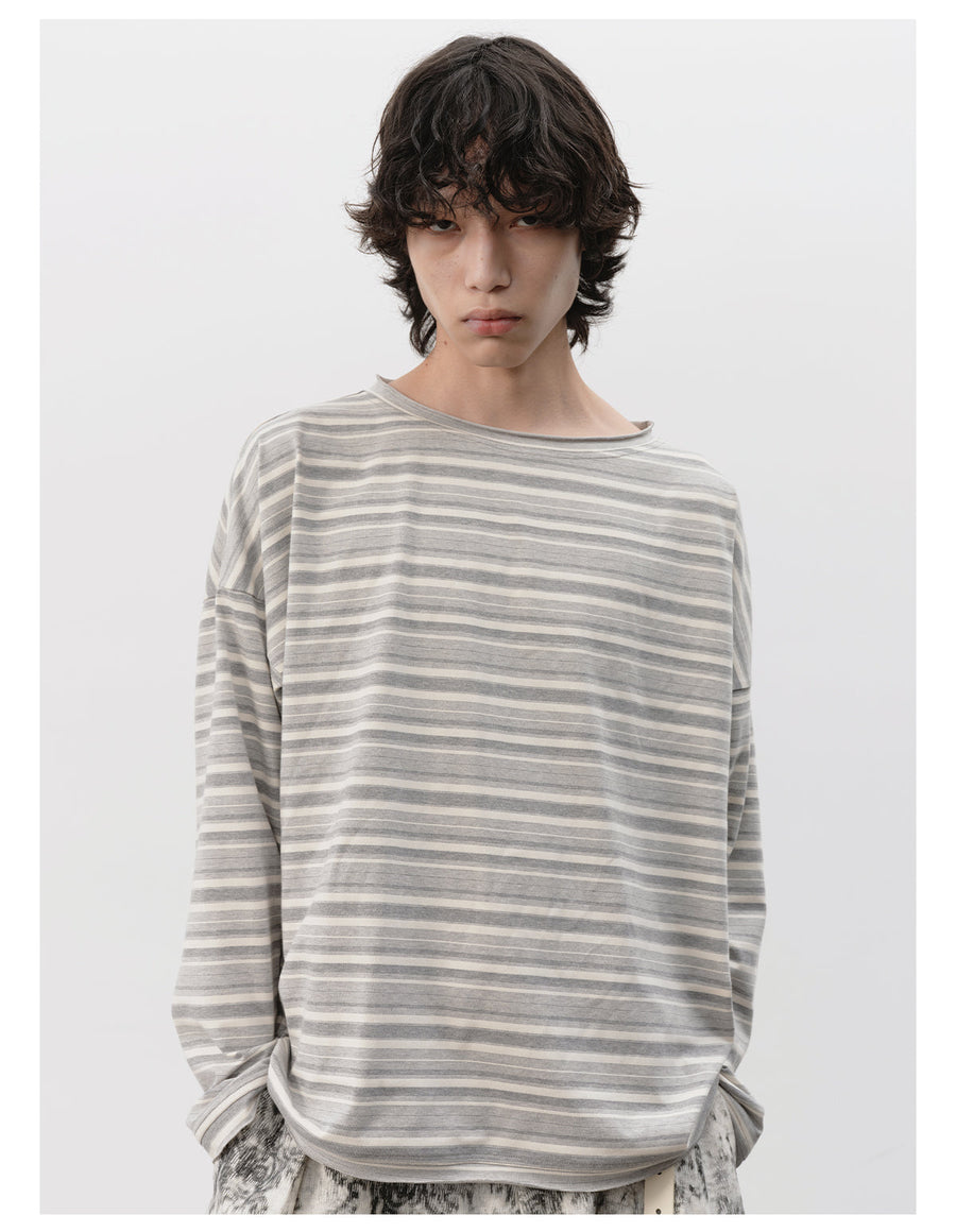 Drop shoulder striped T-shirt