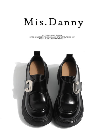 Metal Buckle Platform Thick Sole Loafers