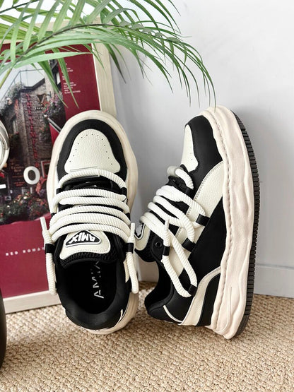 Chunky Multi-Layer Platform Lace-Up Sneakers