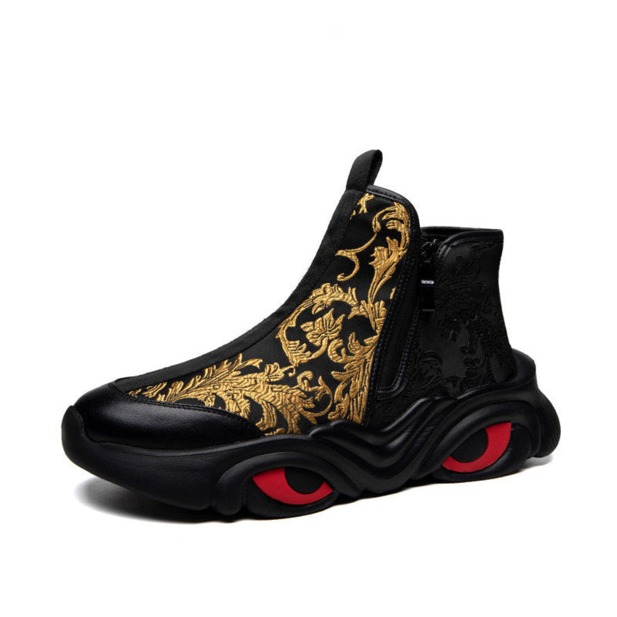 Cloud Embroidery High-Top Boots