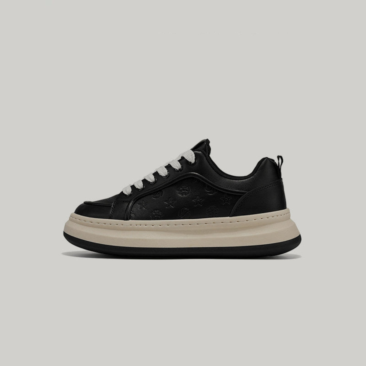 Embossed Platform Lace-Up Sneakers
