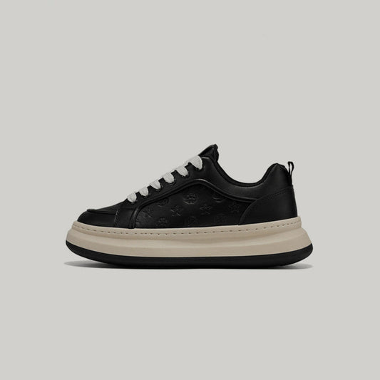Embossed Platform Lace-Up Sneakers
