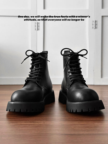 Chunky Lug Sole Platform Lace-Up Boots