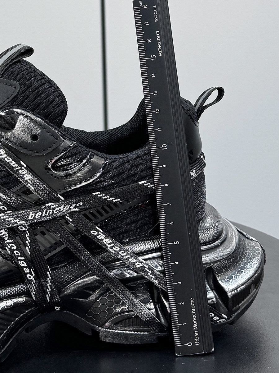 Metallic Strap Panel Chunky Sole Sneakers