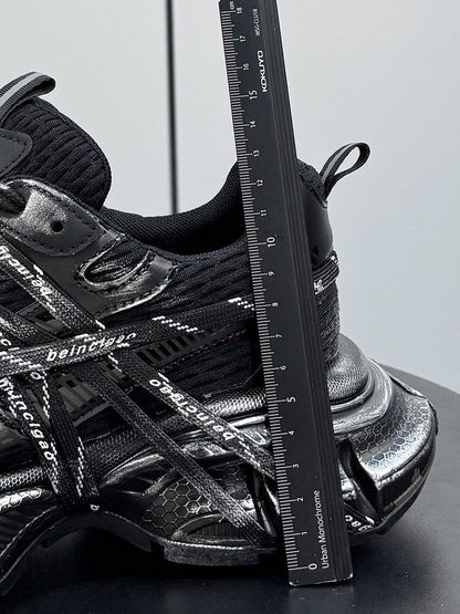 Metallic Strap Panel Chunky Sole Sneakers