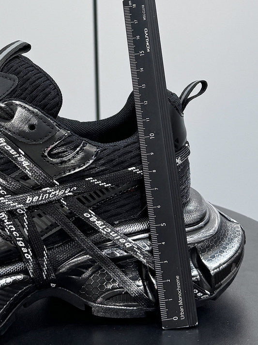 Metallic Strap Panel Chunky Sole Sneakers