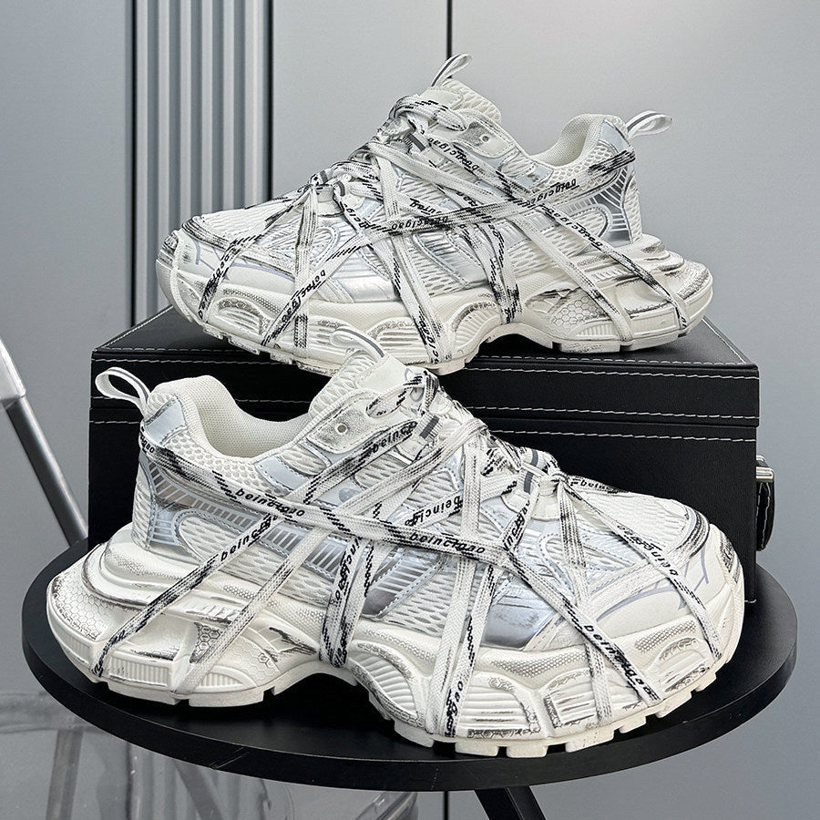 Mesh Strap Metallic Sneakers