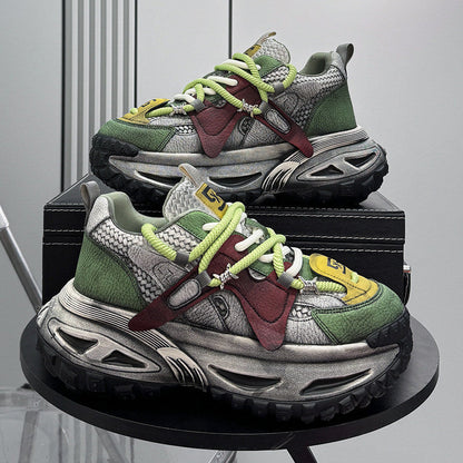 Embroidery Rope Lace Chunky Sole Sneakers