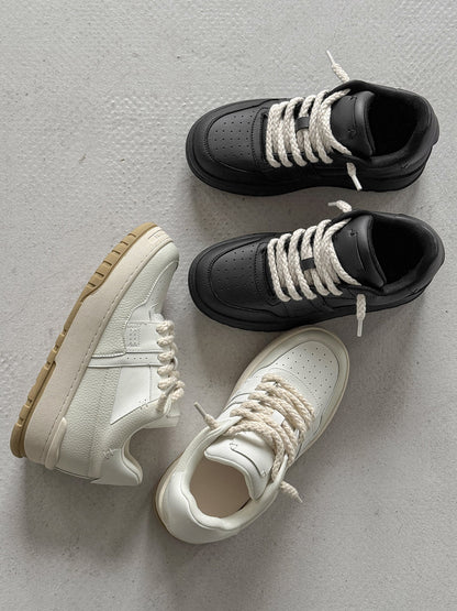 Chunky Wedge Platform Lace-Up Sneakers