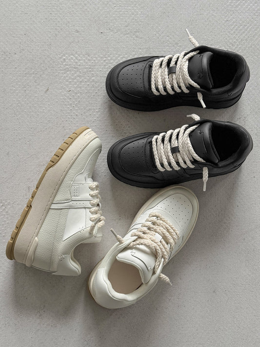 Chunky Wedge Platform Lace-Up Sneakers