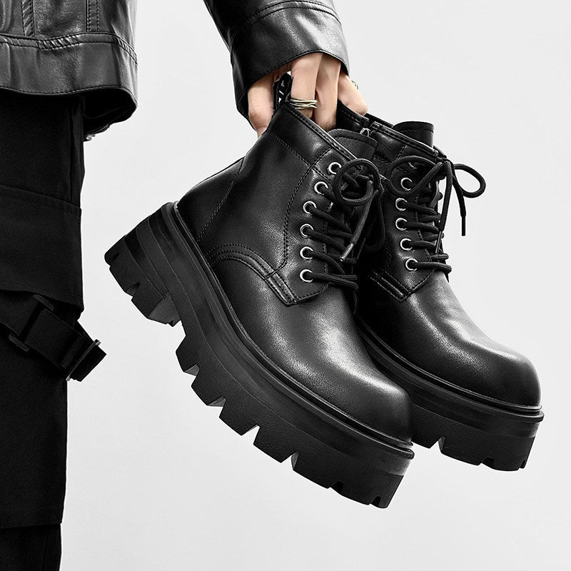 Lace Up Thick Sole Short Boots