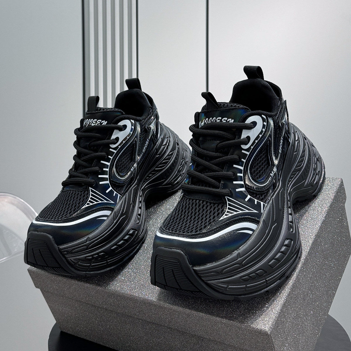Mesh Panel Thick Sole Sneakers
