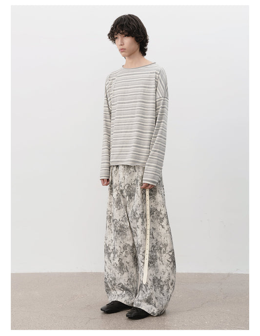 Drop shoulder striped T-shirt