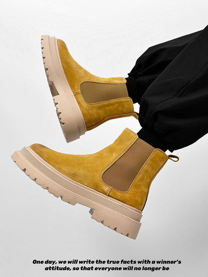 Suede Side Gore Thick Sole Short Boots