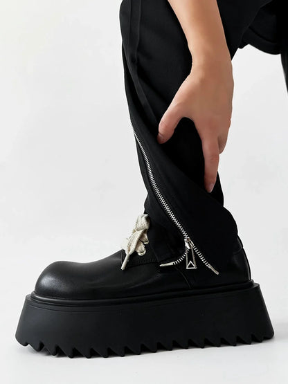 Chunky Leather Round-Toe Shoes WN19127