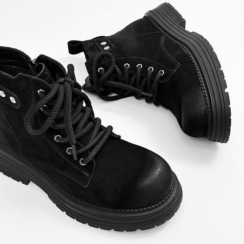 Chunky Lug Sole Platform Lace-Up Zipper Boots