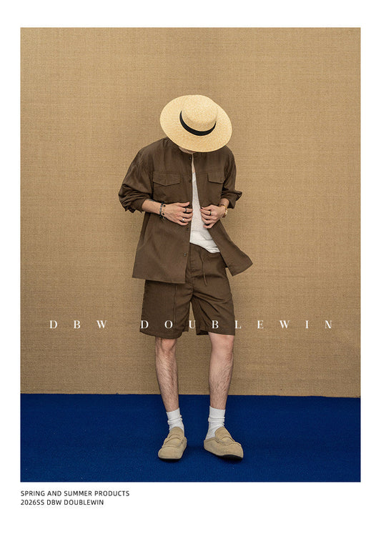 Linen-Blend Shirt Set