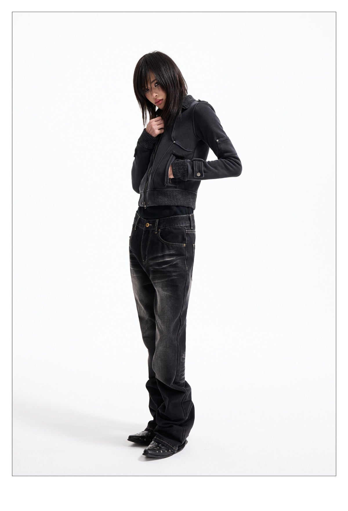 Vintage Y2K Slim Fit Washed Black Skinny Pants