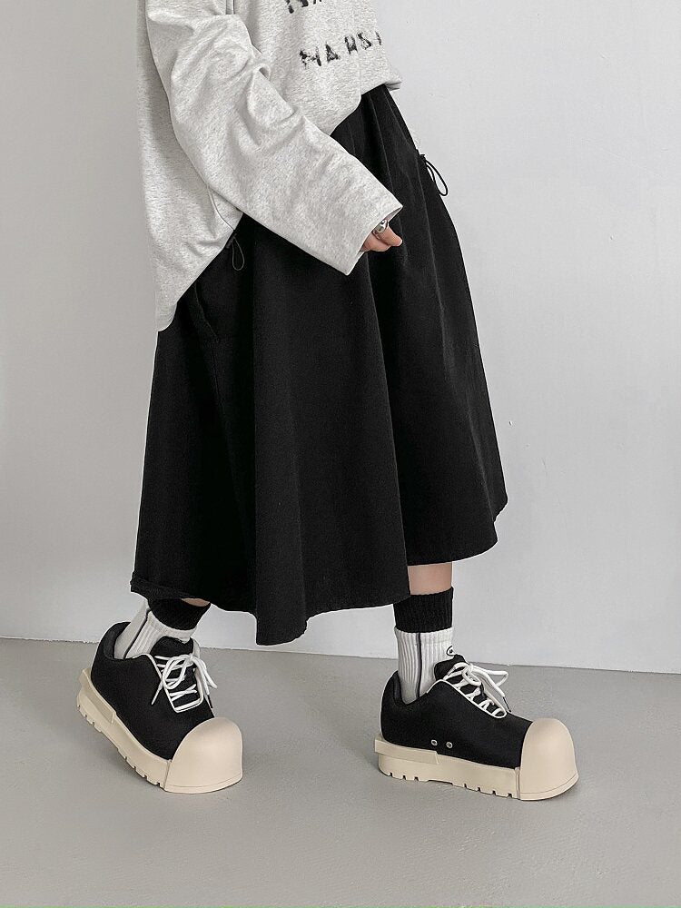 Chunky Shell Toe Platform Lace-Up Sneakers