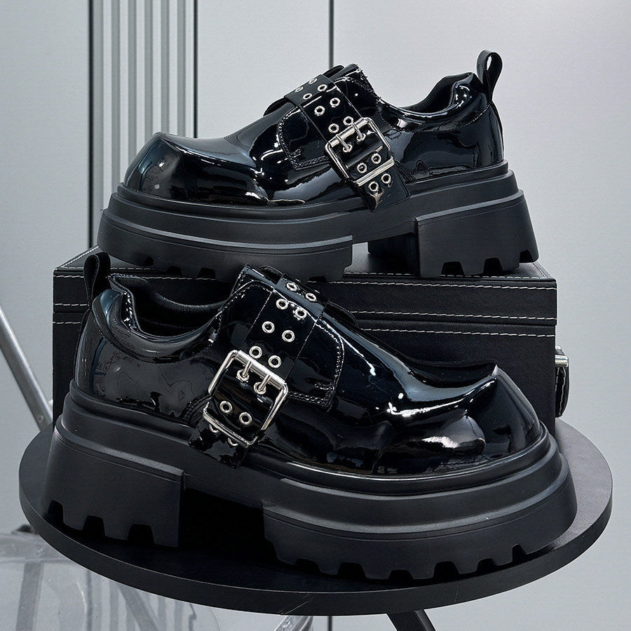 Chunky Patent Leather Buckle Loafers