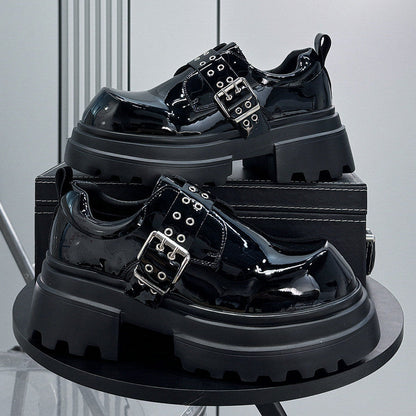Chunky Patent Leather Buckle Loafers