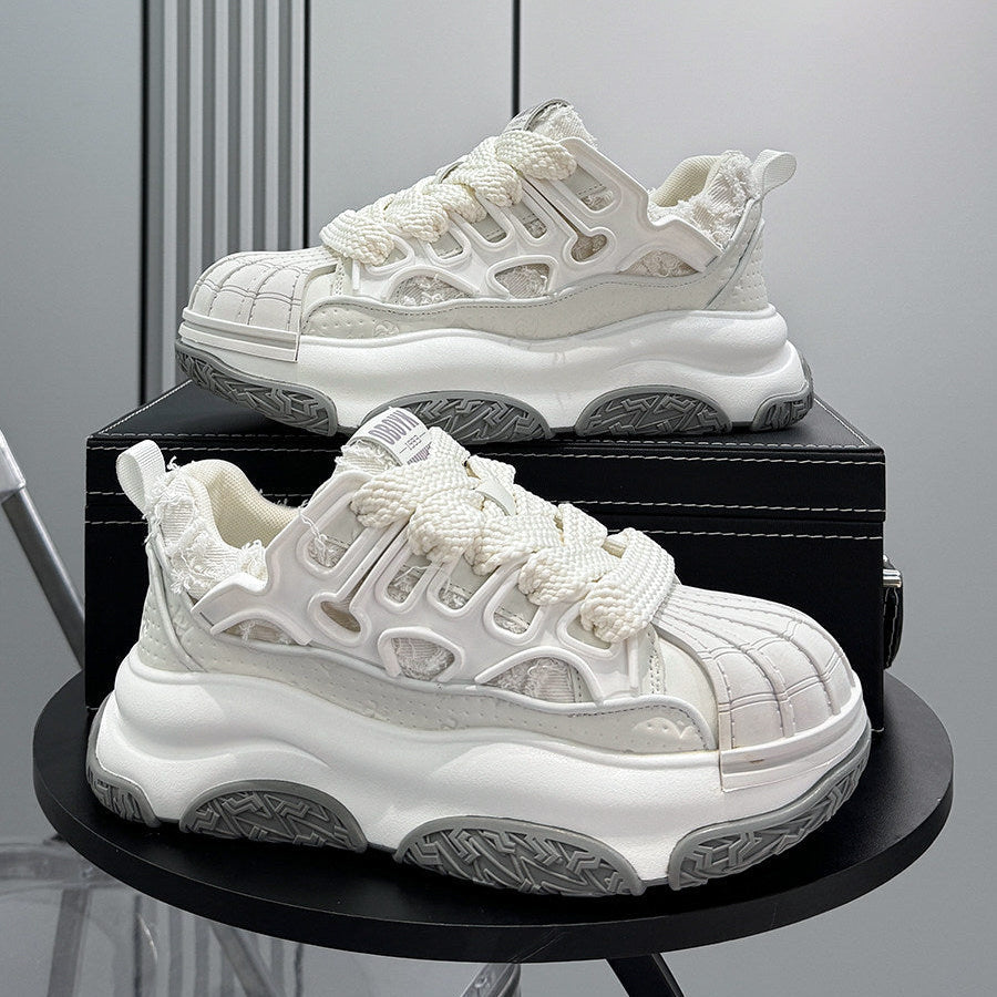 Shell Toe Rope Lace Damage Platform Sneakers