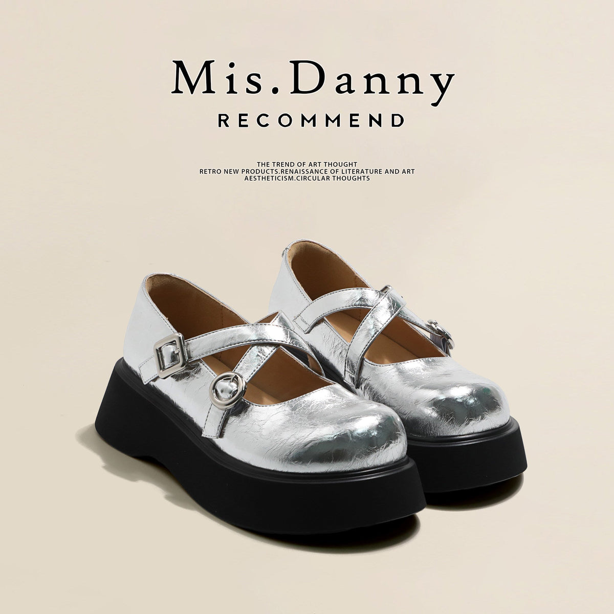 Platform Round Toe Shallow Mary Janes Leather Shoes