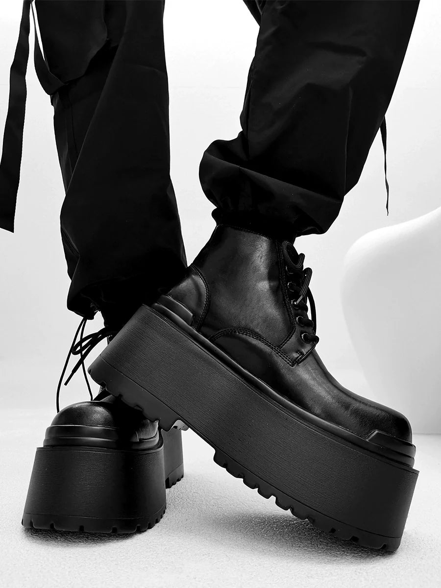 Thick Sole PU Leather Boots