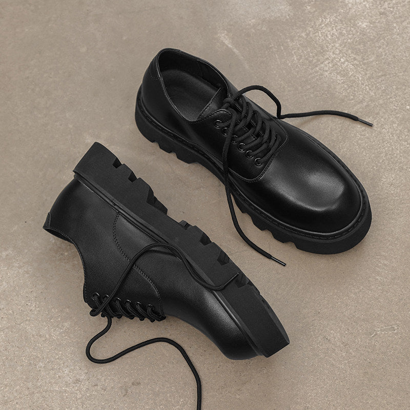 Lace Up Thick Sole PU Leather Shoes