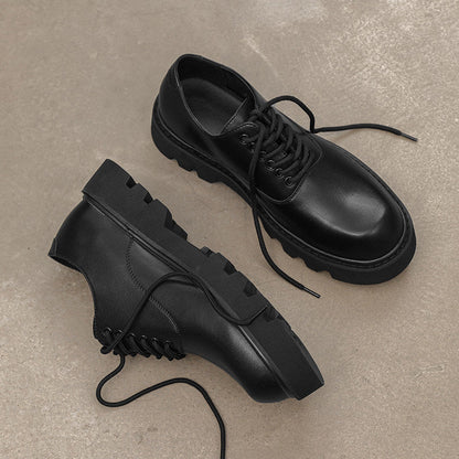 Lace Up Thick Sole PU Leather Shoes