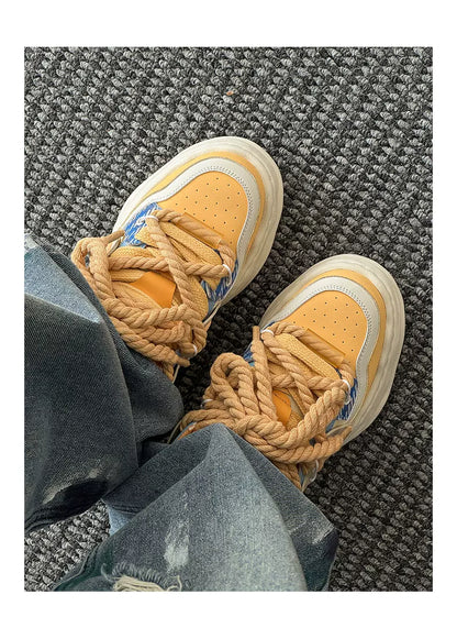 Chunky Rope Lace Thick Platform Sneakers