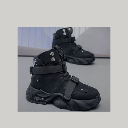High-Top Platform Buckle Strap Sneaker Boots