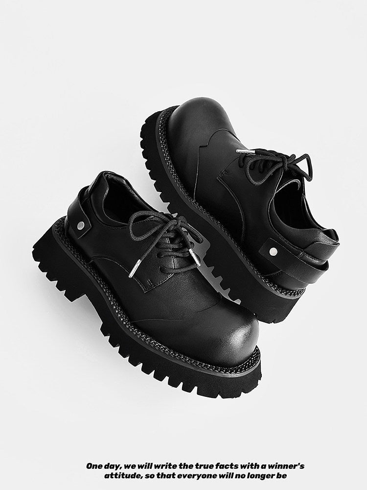 Chunky Platform Round Toe Lace-Up Shoes