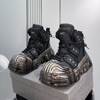 Thick-Sole Height-Increasing Shell-Toe Sneaker Boots