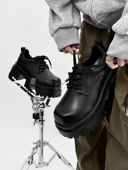 Chunky Platform Square Toe Lace-Up Shoes