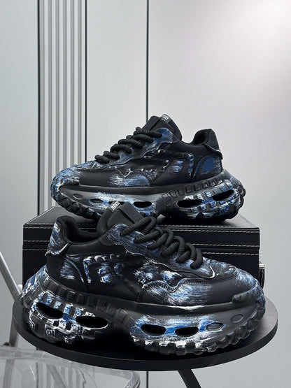 Paint Graffiti Print Chunky Sole Sneakers