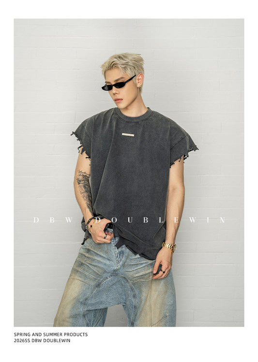 Wash-treated Distressed T-Shirt