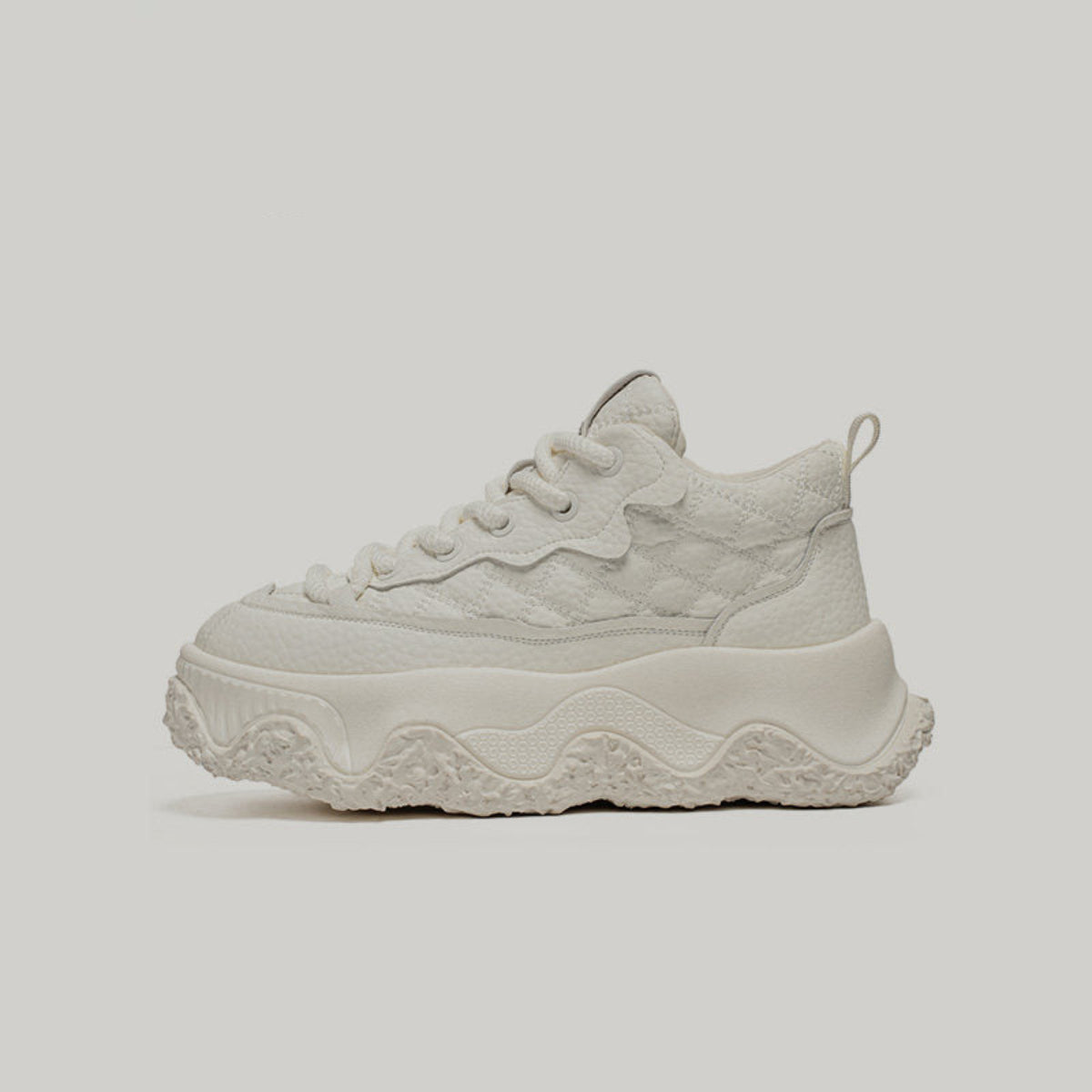 Embossed Platform Lace-Up Sneakers