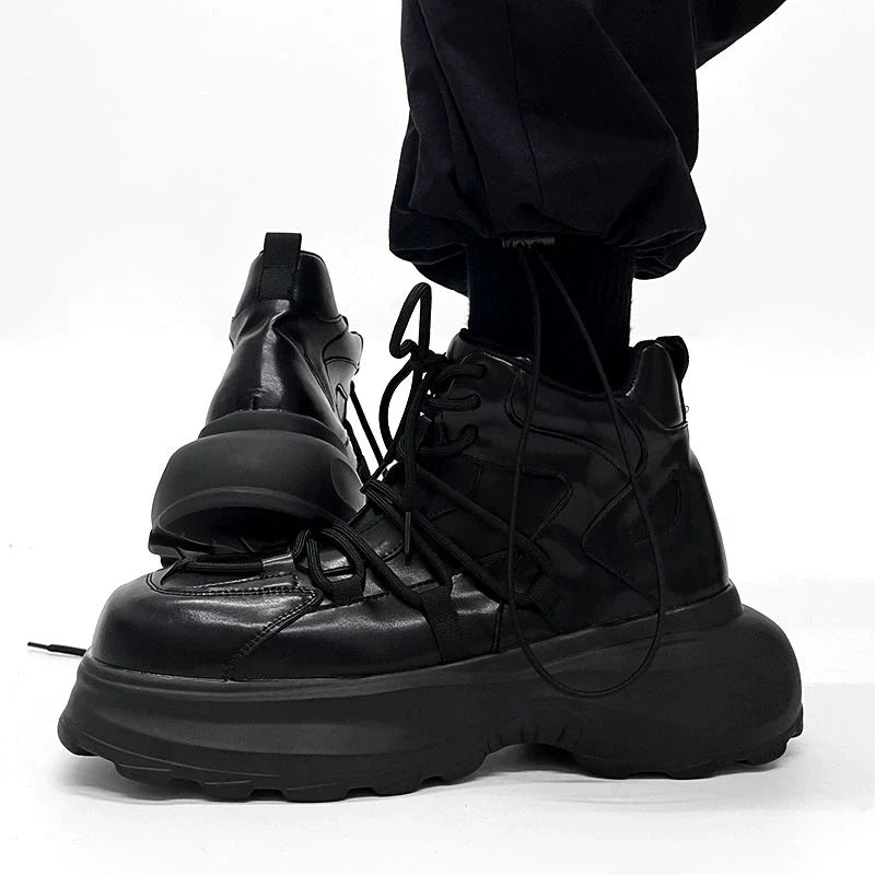 High-Top Chunky Sole Leather Shoes