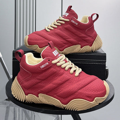 Platform Knit Chunky Lace-Up Sneakers