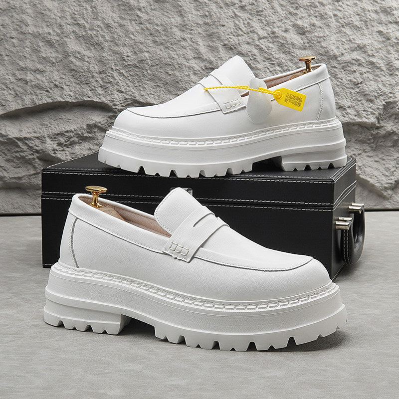 Leather Platform Height Increase Loafers