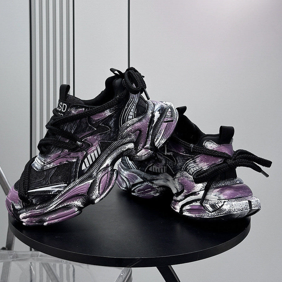 Paint Splash Air Sole Chunky Sole Sneakers